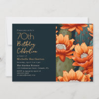 Orange Floral Green Cactus Navy 70. Geburtstag