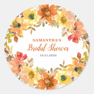 Orange Floral Herbst Brautparty Aufkleber