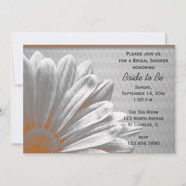 Orange Floral Highlights Brautparty Einladung (Vorderseite)