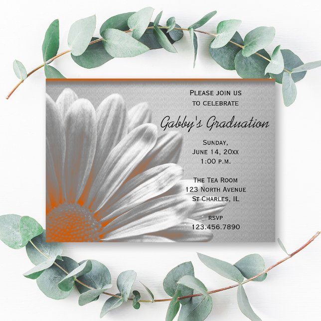 Orange Floral Highlights Graduation Party Einladun Einladung (Von Creator hochgeladen)