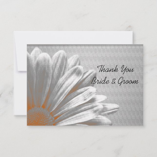 Orange Floral Highlights Wedding Dankeschön Hinwei Dankeskarte (Vorderseite)