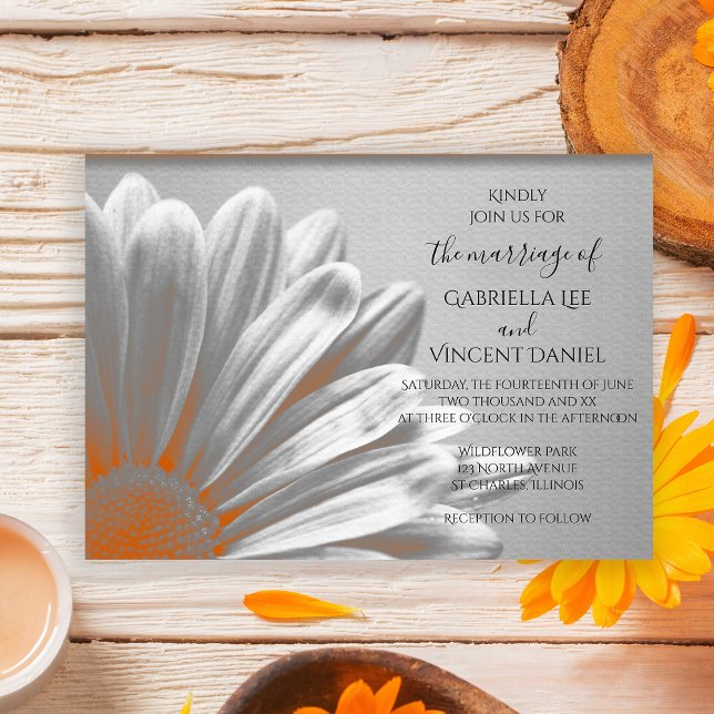 Orange Floral Highlights Wedding Einladung (Von Creator hochgeladen)
