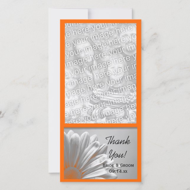 Orange Floral Highlights Wedding Vielen Dank Dankeskarte (Vorderseite)