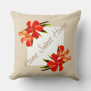 Orange Floral   Khaki & White   Zuhause Sweet Zuha Kissen