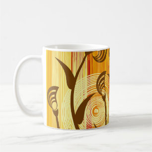 Orange Floral: Lebhaftes Hintergrundmuster Kaffeetasse