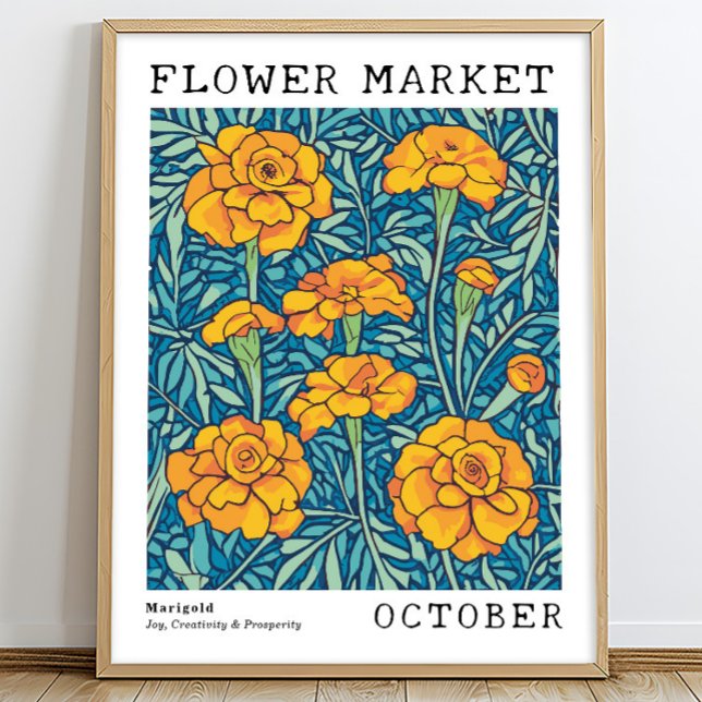 Orange Floral Marigold Oktober Birth Blume Market Poster (Von Creator hochgeladen)