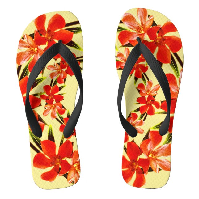 Orange Floral | Oleander Flip Flops (Fußbett)