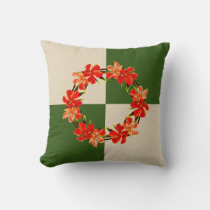 Orange Floral   Oleander   Green & Khaki Kissen