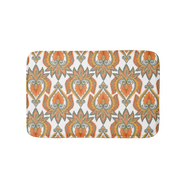 Orange Floral Paisley Badematte (Vorderseite)