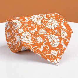 Orange Floral Pattern Custom Necktie Krawatte