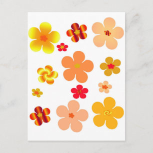 Orange Floral Pop Art Postkarte
