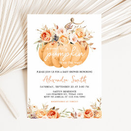 Orange Floral Pumpkin Baby Dusche Einladung