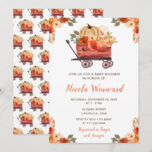 Orange Floral Pumpkin Truck Baby Dusche