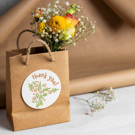 Orange Floral Runder Aufkleber