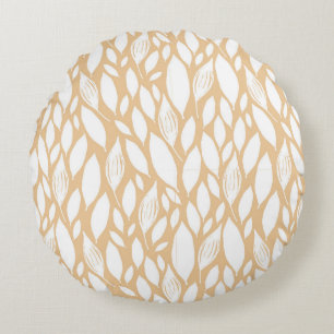 Orange Floral Rundes Kissen