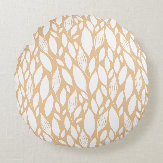 Orange Floral Rundes Kissen (Vorderseite)