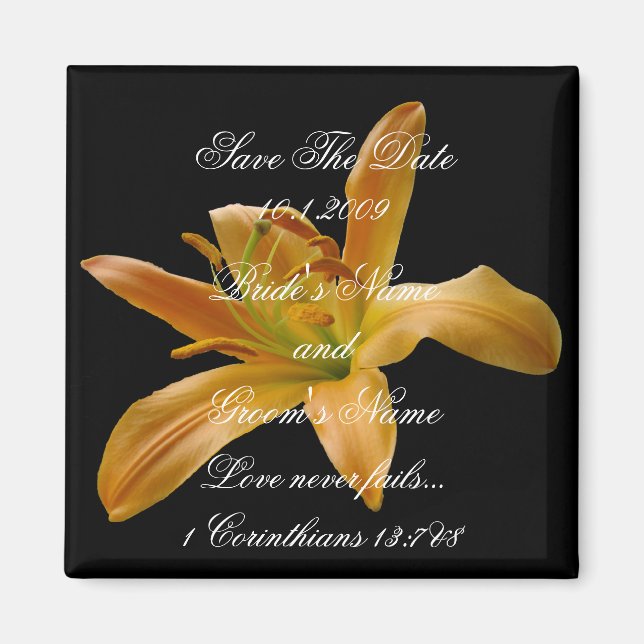 Orange Floral Save the Date magnet (Vorne)