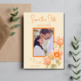 Orange Floral Save the Date Wedding Einladung