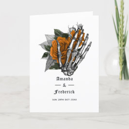 Orange Floral Skeleton Gothic Wedding Programm