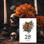 Orange Floral Skeleton Gothic Wedding Tischnummer<br><div class="desc">Whimsical Vintag Blumen Schädel gotische Hochzeit Tischnummer in Akzente Orange angepasst an Ihre Veranstaltung Besonderheiten.</div>