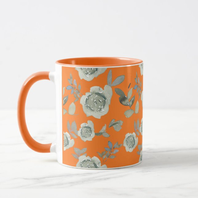 Orange Floral Tasse (Links)