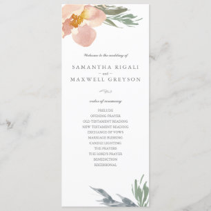 Orange Floral Tea Length Wedding Programm