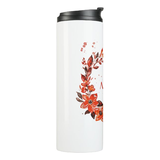 Orange Floral Thermosbecher (Nach links gedreht)