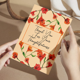 Orange Floral Watercolor Hochzeit Dankeskarte