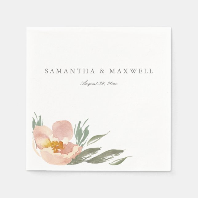 Orange Floral Watercolor Template Napkins Serviette (Vorderseite)