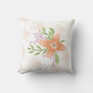 Orange Floral Watercolor Throw Pillow – Elegant Bo Kissen