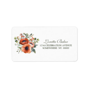 Orange Floral Wedding Adressaufkleber