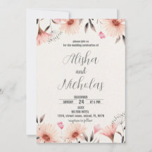 Orange Floral Wedding Einladungen