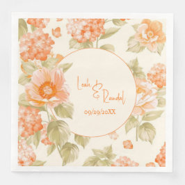 Orange Floral Wedding Paper Dinner Napkins Serviette
