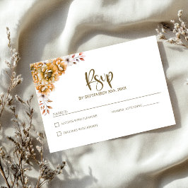 Orange Floral Wedding RSVP Karte
