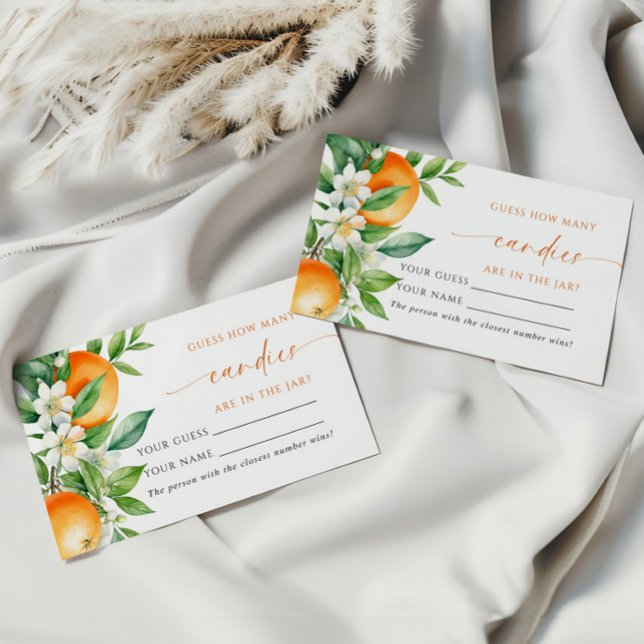 Orange Floral Wie viele Kanadier Duschspielkarte Platzkarte (Von Creator hochgeladen)