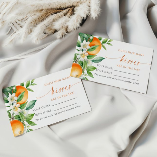 Orange Floral Wie viele Kisses Showspielkarte Platzkarte (Von Creator hochgeladen)