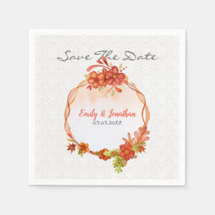 Orange Floral Wreath Serviette