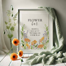 Orange Flower Bar Sign Poster