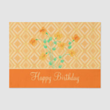 Orange Flower Birthday Tissue Paper