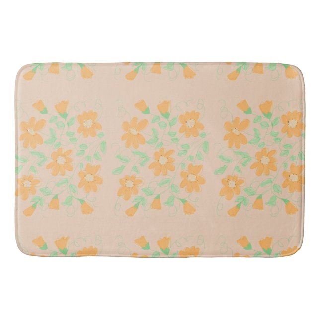 Orange Flower Mat Badematte (Vorderseite)