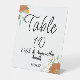 Orange flower wedding sockelschild