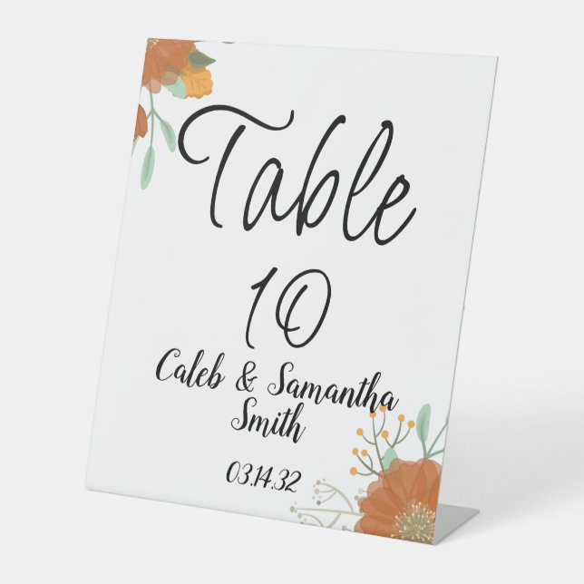 Orange flower wedding sockelschild (Vorderseite)