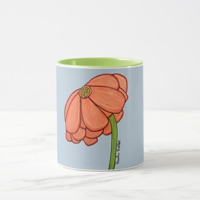 Orange Flower with Blue background Tasse (Zentrum)