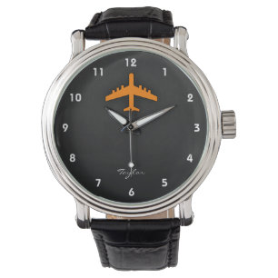 Orange Flugzeug Armbanduhr