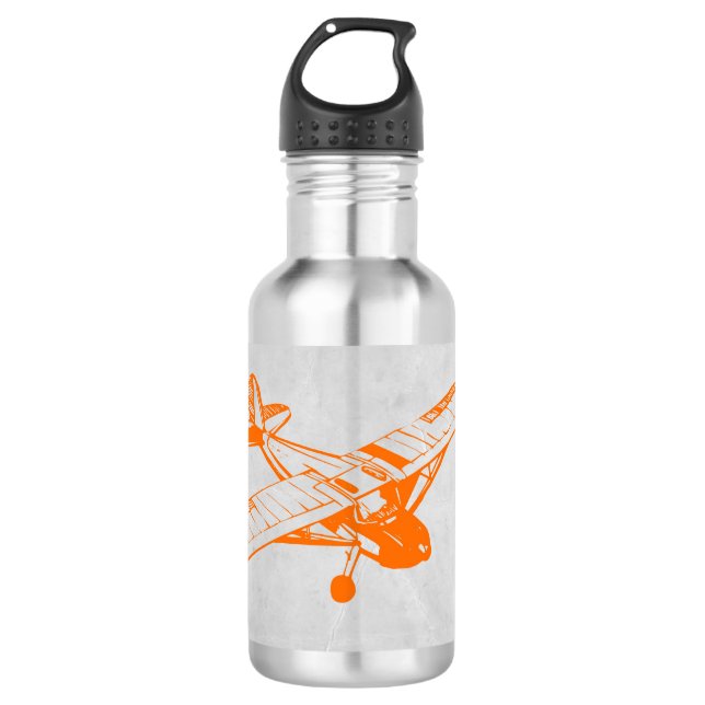 Orange Flugzeug Edelstahlflasche (Vorderseite)