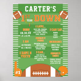 Orange Football 1. Geburtstagsschaum Poster