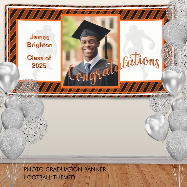 Orange Football Themed Foto Abschluss Banner (Von Creator hochgeladen)