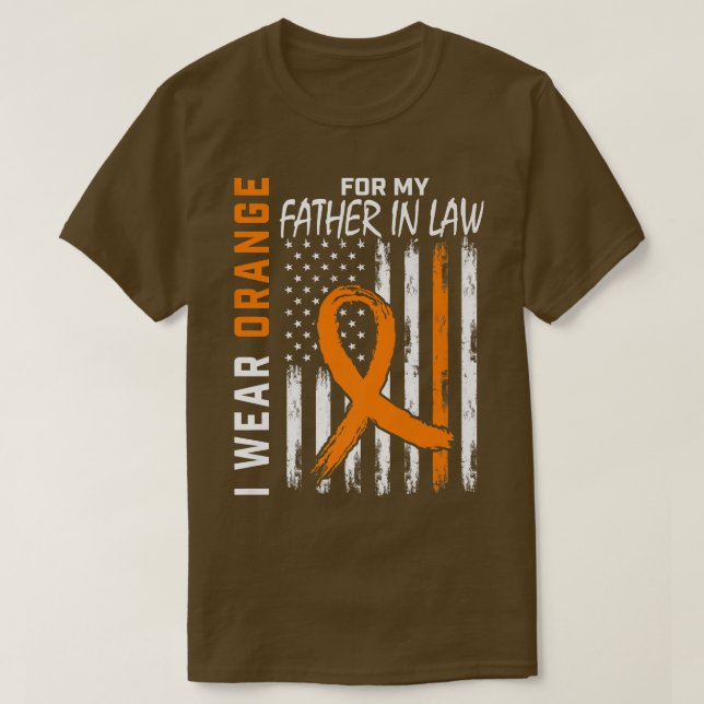Orange For My Father In Law Leukemia Awareness Fla T-Shirt (Design vorne)