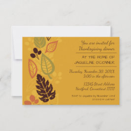 Orange Formal Blätter-3x5 Erntedank Dinner einlade Einladung