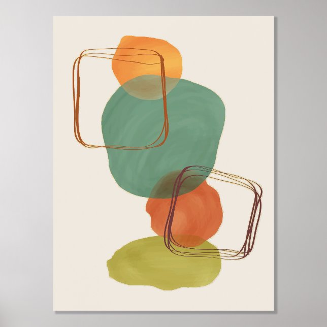Orange Formen HandGezeichnet Wasserfarben Moderne  Foliendrucke (Vorderseite)